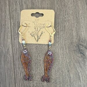 Beaded Fish Earrings with Gold Accents